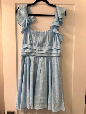 Trixxi Light Blue Ruffle Strap Dress